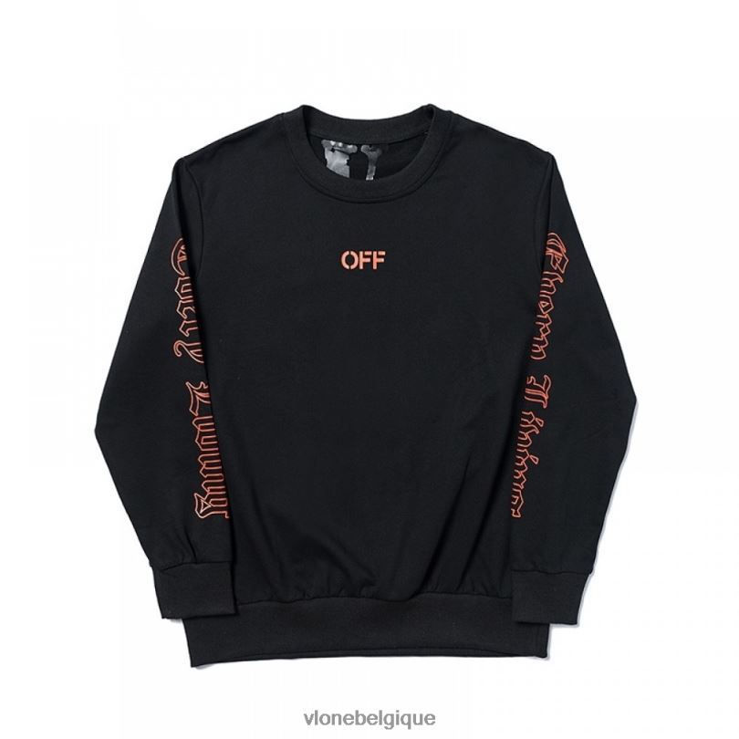 être Vlone Hommes sweat blanc cassé noir 6V4D386 haut