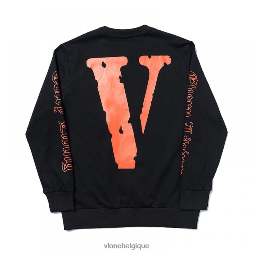 être Vlone Hommes sweat blanc cassé noir 6V4D386 haut