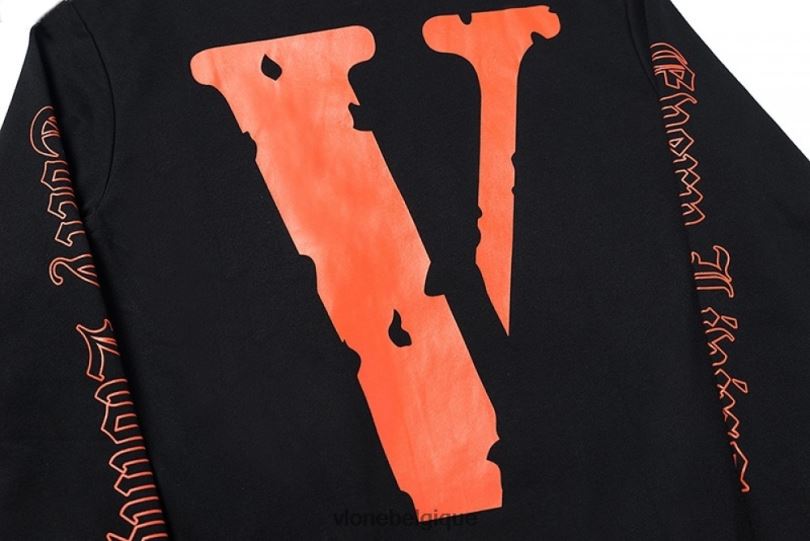 être Vlone Hommes sweat blanc cassé noir 6V4D386 haut