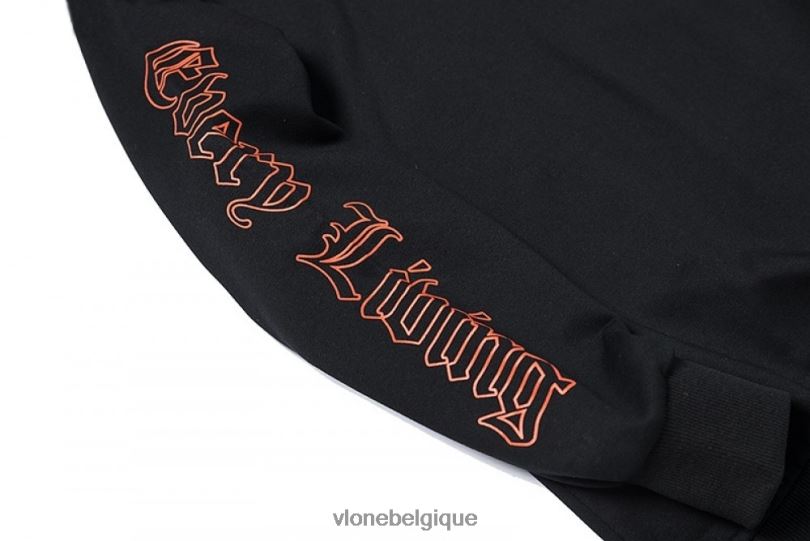 être Vlone Hommes sweat blanc cassé noir 6V4D386 haut