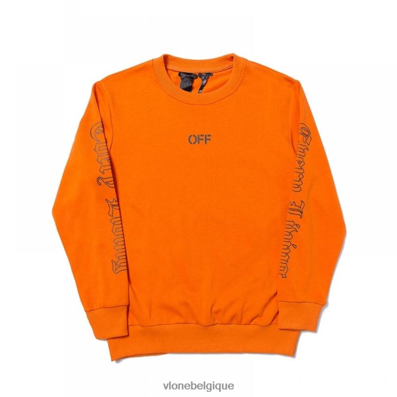 être Vlone Hommes sweat blanc cassé orange 6V4D383 haut