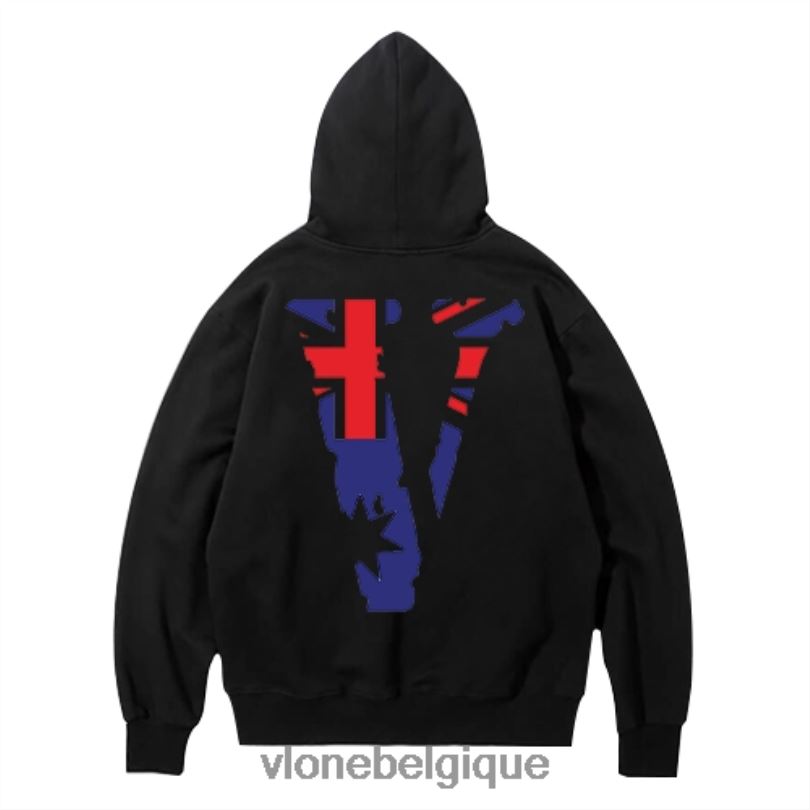 être Vlone Hommes amis aus sweat à capuche noir 6V4D38 haut