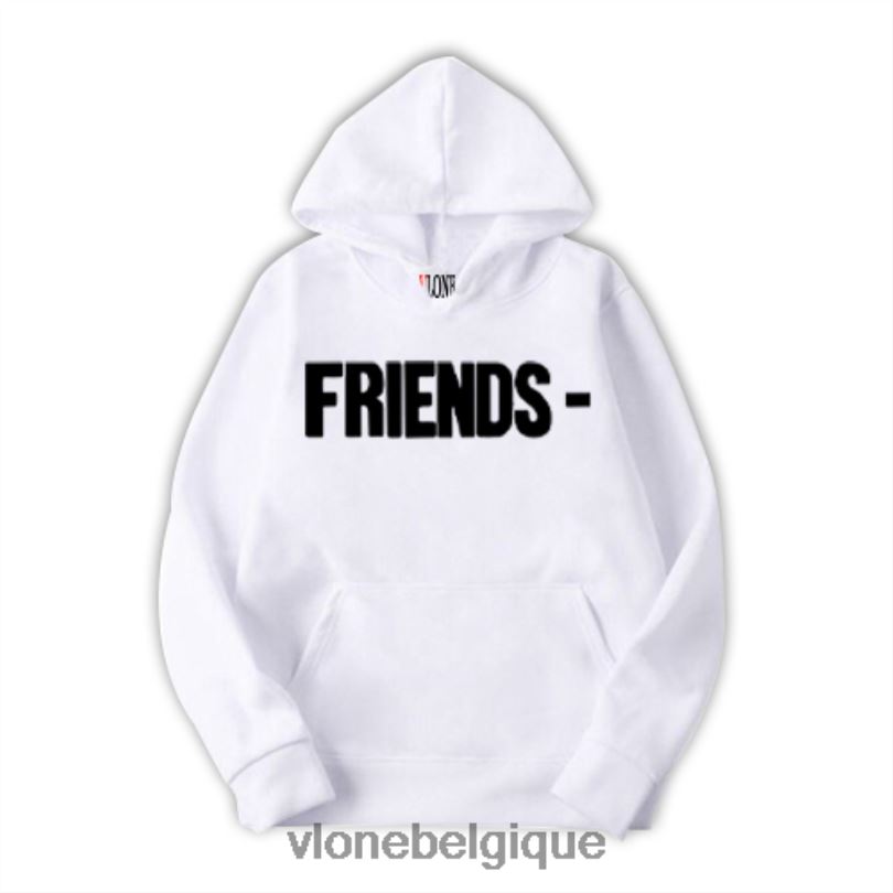 être Vlone Hommes blackout friends sweat à capuche blanc 6V4D23 haut