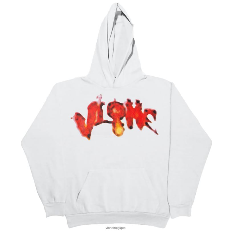 être Vlone Hommes sweat à capuche citrouille flamboyante halloween blanc 6V4D41 haut