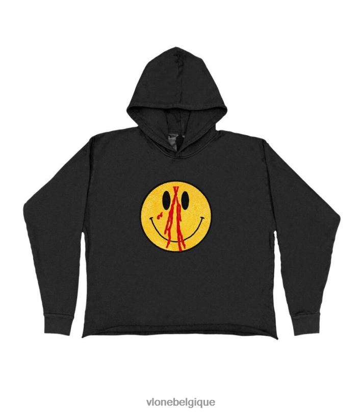 être Vlone Hommes sweat à capuche en coton smiley noir 6V4D82 haut