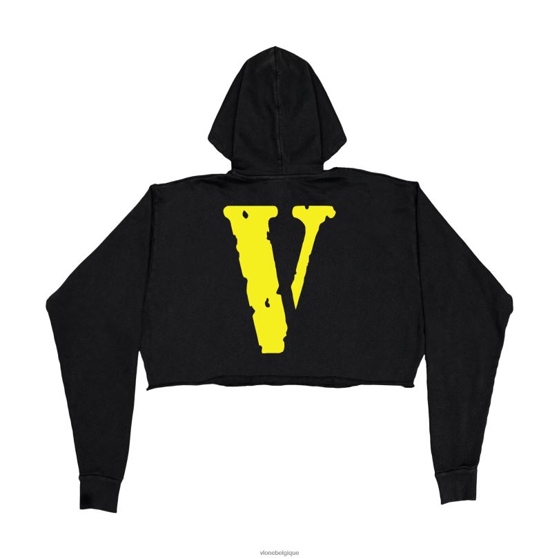 être Vlone femmes amis jaune sweat à capuche noir 6V4D27 haut