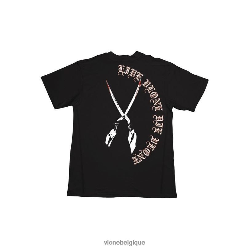 être Vlone Hommes amis ciseaux tee noir 6V4D222 haut