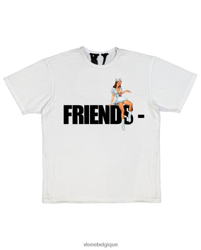 être Vlone Hommes amis pin up t shirt blanc 6V4D170 haut