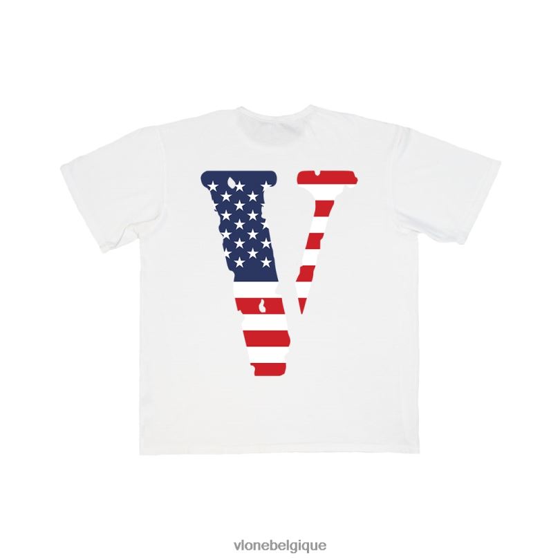 être Vlone Hommes amis usa t shirt blanc 6V4D265 haut