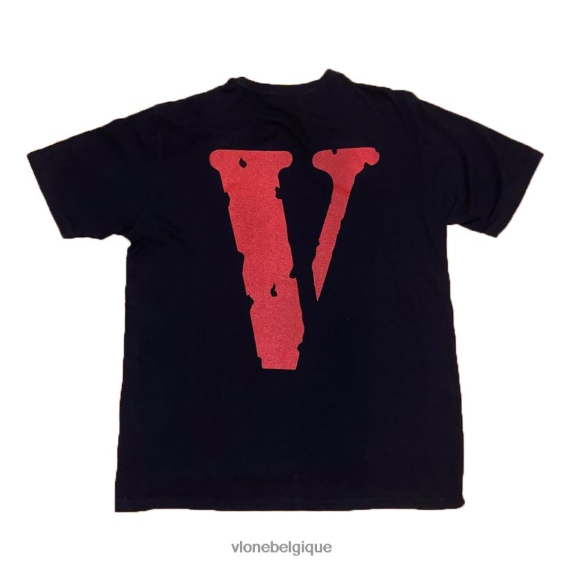 être Vlone Hommes douleur t-shirt noir 6V4D218 haut