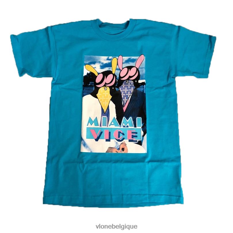 être Vlone Hommes miami vice t-shirt bleu 6V4D230 haut