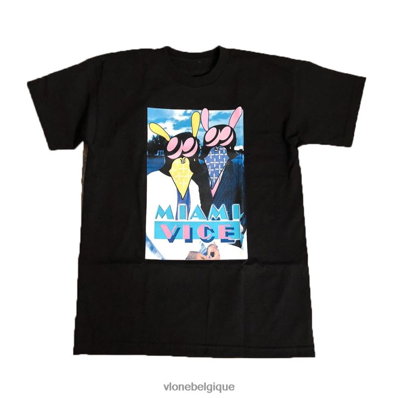 être Vlone Hommes miami vice t-shirt noir 6V4D231 haut