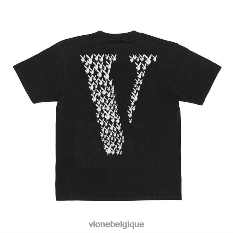 être Vlone Hommes playboy carti lapin t-shirt noir 6V4D201 haut