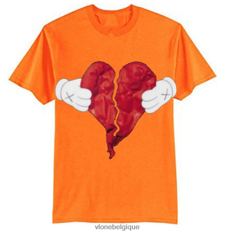 être Vlone Hommes t-shirt coeur brisé 6V4D293 haut