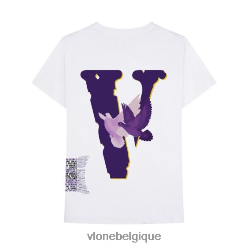 être Vlone Hommes t-shirt colombes nav blanc 6V4D357 haut