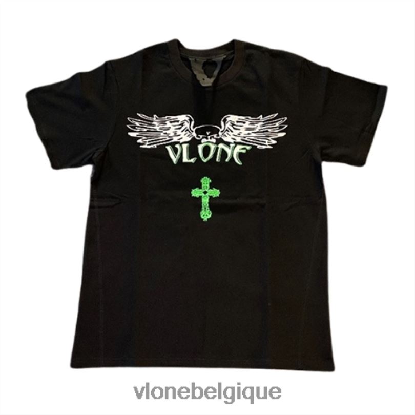 être Vlone Hommes t-shirt croisé noir 6V4D249 haut