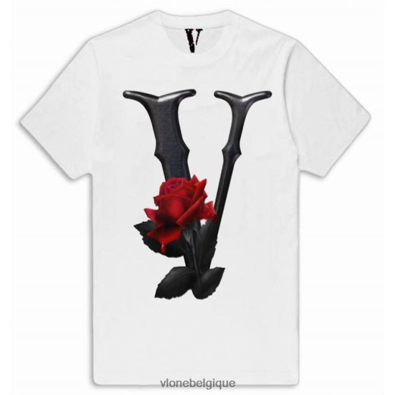 être Vlone Hommes t-shirt à fleurs noir et rouge 6V4D301 haut