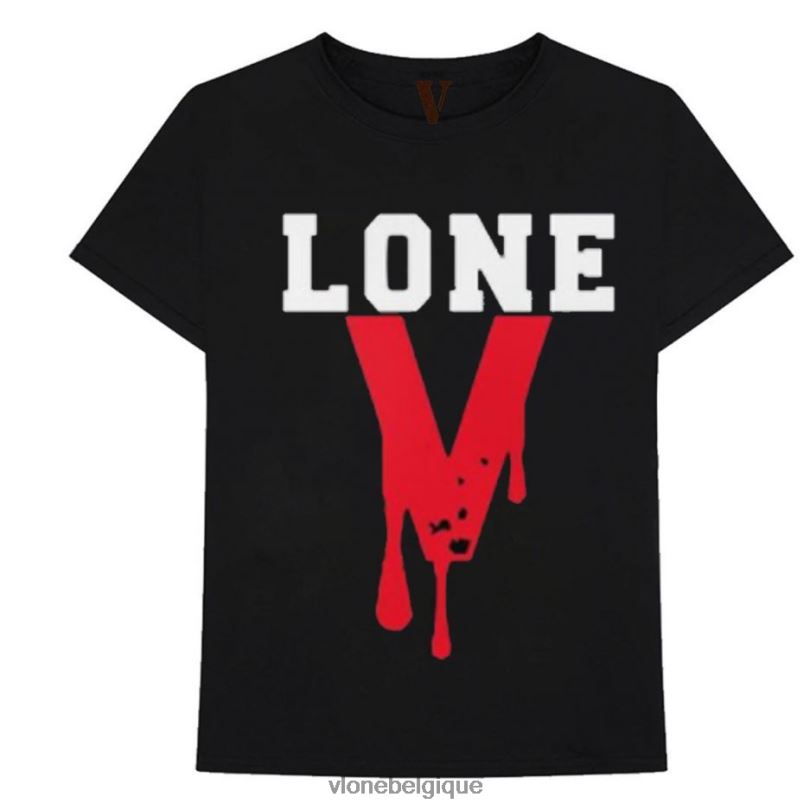 être Vlone Hommes t-shirt noir sang 6V4D279 haut