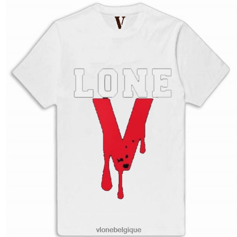 être Vlone Hommes t-shirt noir sang 6V4D279 haut