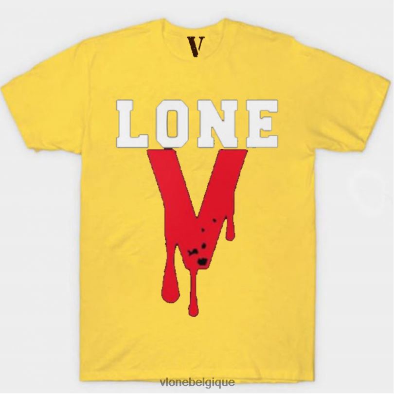 être Vlone Hommes t-shirt noir sang 6V4D279 haut