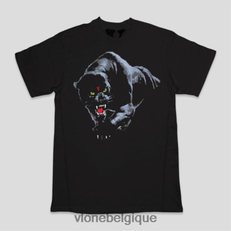 être Vlone Hommes t-shirt panthère noire 6V4D298 haut