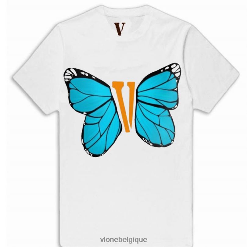 être Vlone Hommes t-shirt papillon bleu 6V4D276 haut