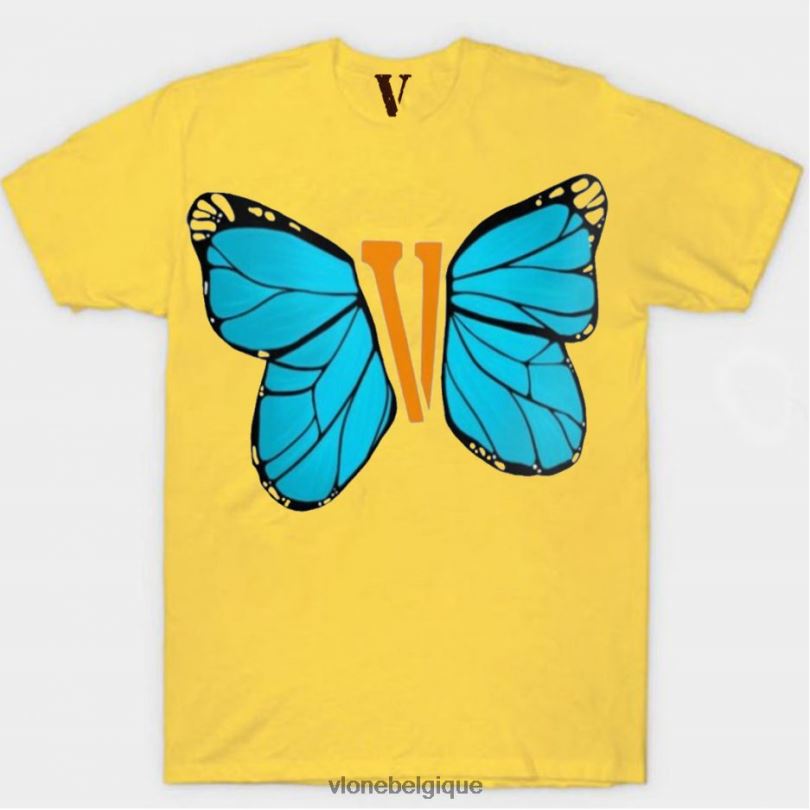 être Vlone Hommes t-shirt papillon bleu 6V4D276 haut