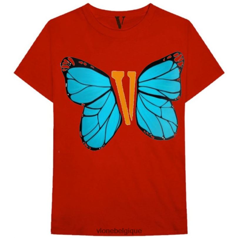 être Vlone Hommes t-shirt papillon bleu 6V4D276 haut