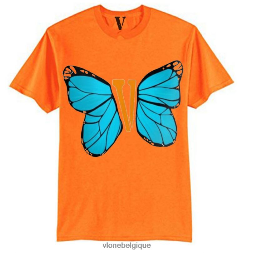 être Vlone Hommes t-shirt papillon bleu 6V4D276 haut