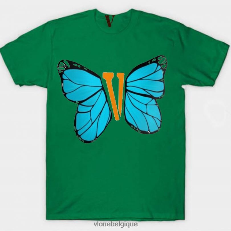 être Vlone Hommes t-shirt papillon bleu 6V4D276 haut