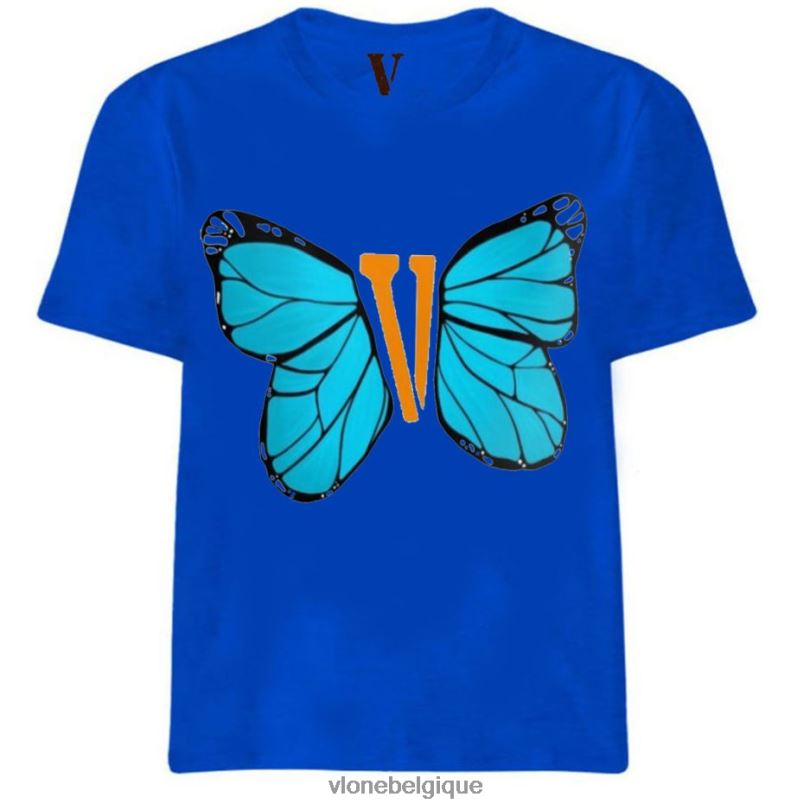 être Vlone Hommes t-shirt papillon bleu 6V4D276 haut