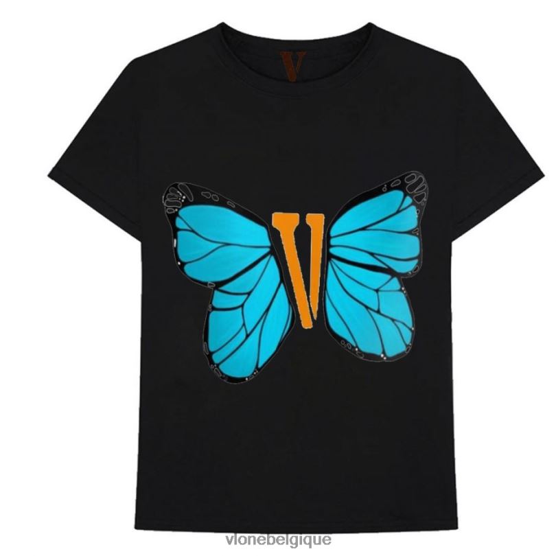 être Vlone Hommes t-shirt papillon bleu 6V4D276 haut