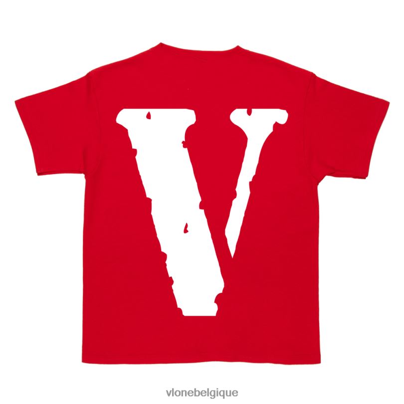 être Vlone Hommes t-shirt rouge 6V4D139 haut