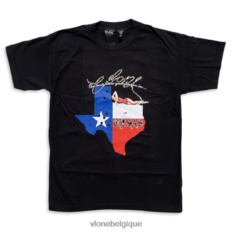 être Vlone Hommes t-shirt texas gunslinger state noir 6V4D182 haut