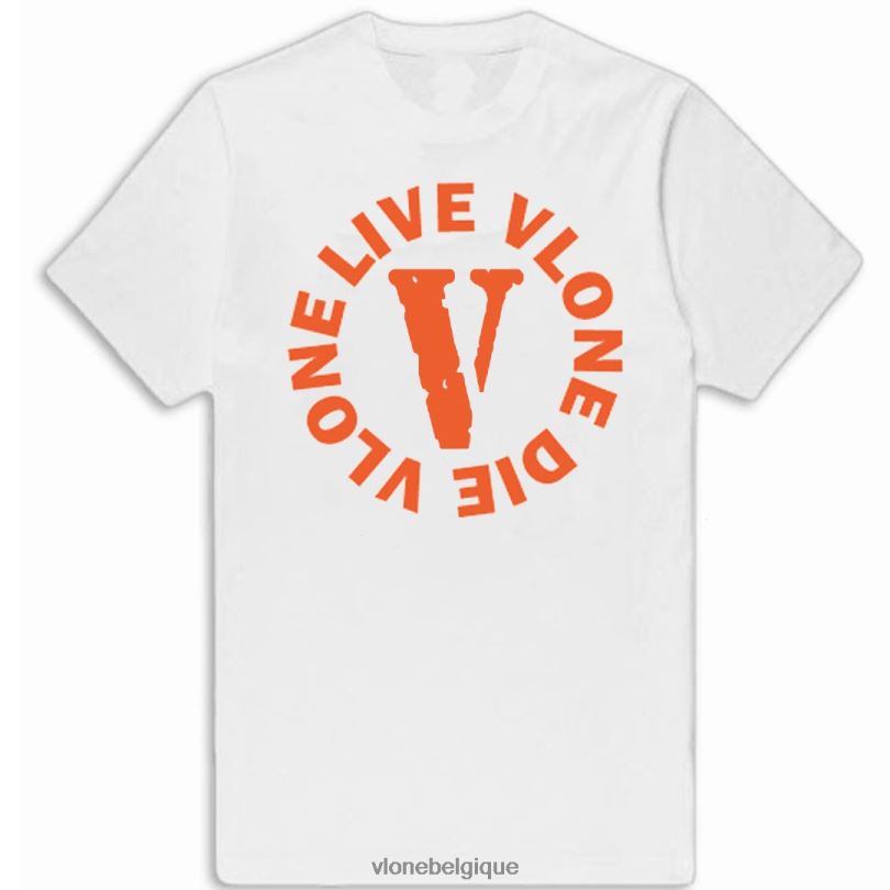 être Vlone Hommes vivre mourir t shirt blanc 6V4D184 haut